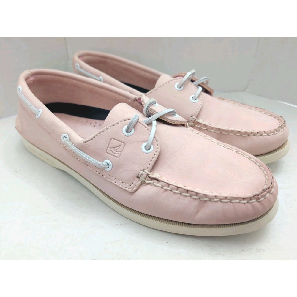Sperry Authentic Original Top Sider Pink Leather Boat Shoes Women 10M  Preppy